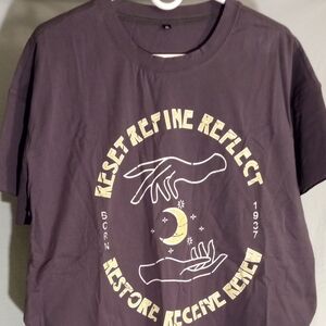 Women's Graphic Tee with Reflective Design side slits & raw hem sleeves& bottom